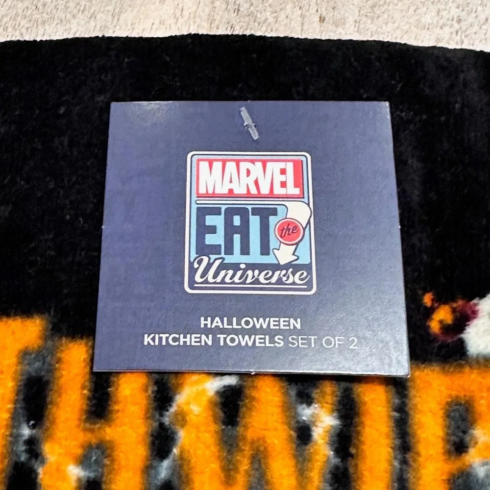 Marvel Spider-Man Halloween Kitchen Towels Set of 2 Thwip or Treat Black White